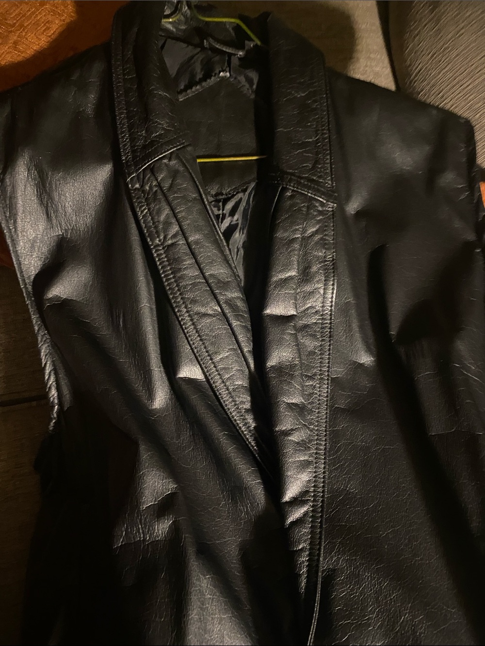 Classic Black Faux Leather Women's Coat